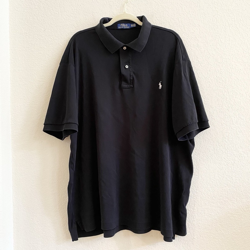 Polo Ralph‎ Lauren Black Heather White Polo Pony Cotton Polo Shirt Men Sz 2XB